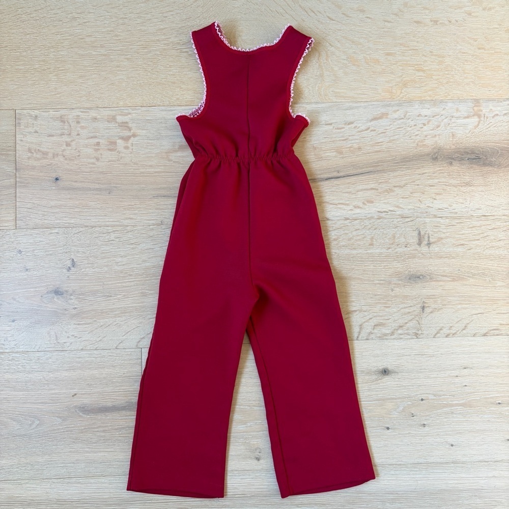 Vintage Carter’s Girls Jumpsuit Romper 4T Red Embroidered 90s *N25 - Picture 2 of 4